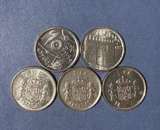 5 Monedas 10 Pesetas España Diferentes