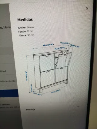 Zapatero Ikea 4 compartimentos. 96×17×90