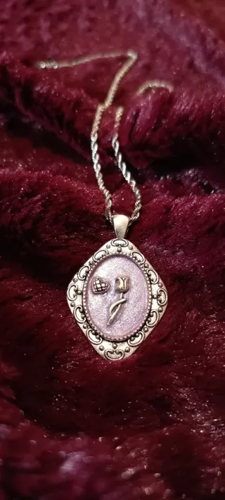 Collana Vintage Cammeo Rosa e Cuore