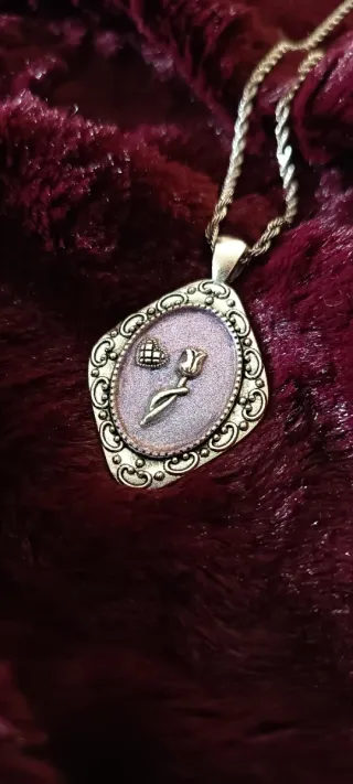 Collana Vintage Cammeo Rosa e Cuore