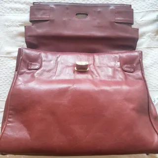 Bolso Piel Estilo Kelly de Hermes color burdeos