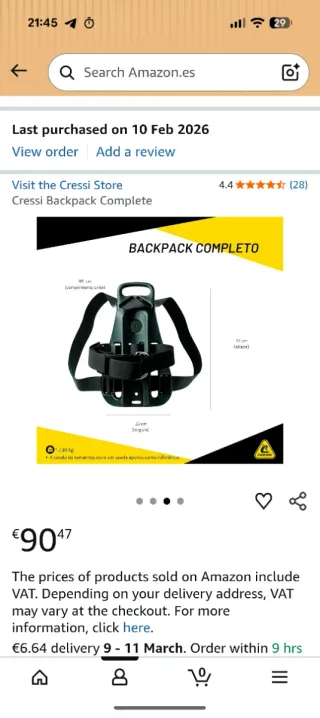 Mochila Cressi para bombona de buceo NUEVA