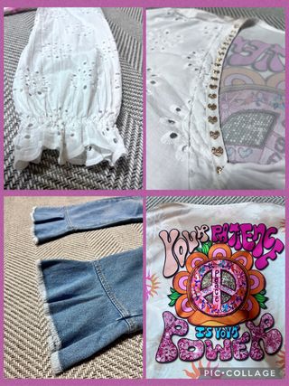Túnica Be'lieve bordados + Zara vaqueros * M/L