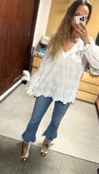 Túnica Be'lieve bordados + Zara vaqueros * M/L