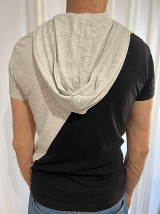 Camiseta con capucha M gris y negra hombre