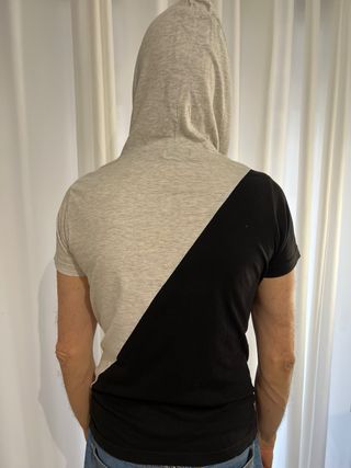Camiseta con capucha M gris y negra hombre