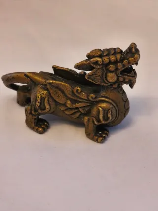 Pareja dragones bronce antiguo miniatura