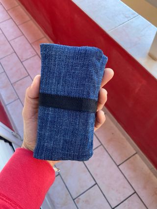 Porta tabacco in denim con zip