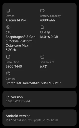 Xiaomi 14 Pro 16GB RAM - 1TB (ROM CN)