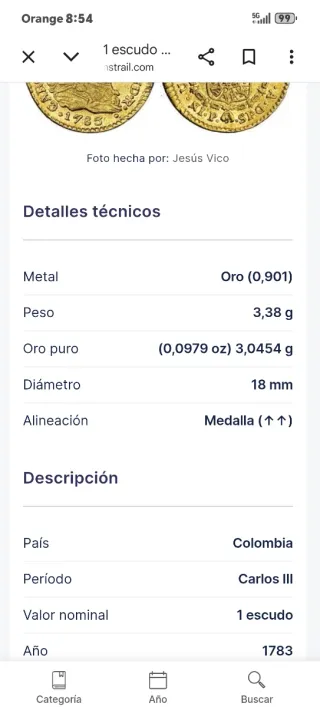 Escudo de Oro Carlos III 1783 España