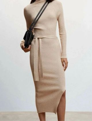 Vestito maglia Mango beige