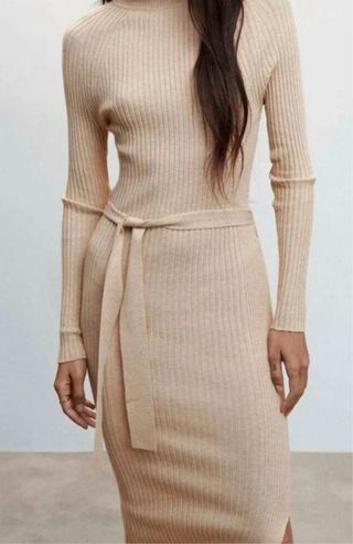 Vestito maglia Mango beige