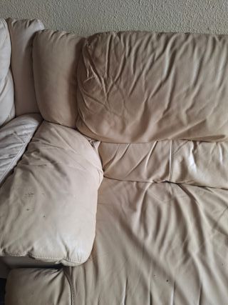 Sofá de 3 plazas en polipiel beige