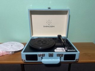 Tocadiscos Bluetooth Azul