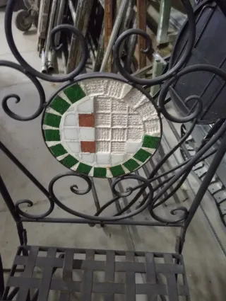 Coppia sedie vintage in metallo con mosaico