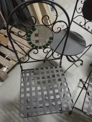 Coppia sedie vintage in metallo con mosaico