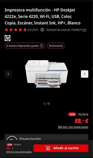 Impresora HP DeskJet 4222e