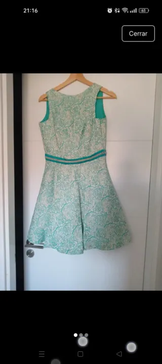 Vestido de fiesta verde y blanco