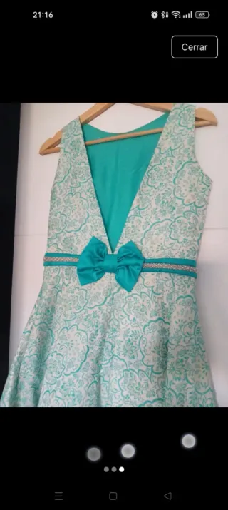 Vestido de fiesta verde y blanco