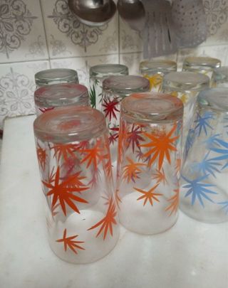 5 Vasos Retro Cristal Colores