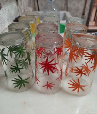 5 Vasos Retro Cristal Colores