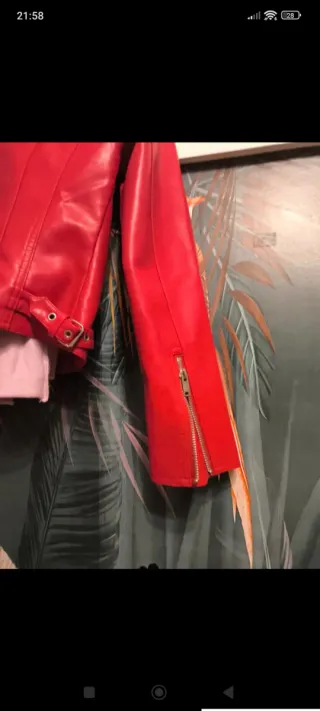 Cazadora motera roja talla S
