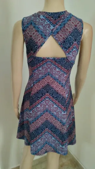 Abito donna fantasia blu e rosso