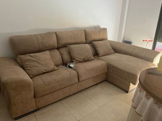 Sofá Chaiselongue Marrón Tela polipiel