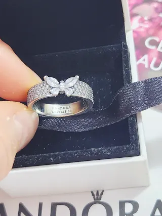 Anillo Pandora Mariposa Banda Ancha Talla 54