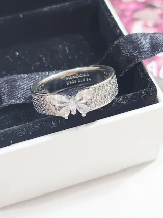 Anillo Pandora Mariposa Banda Ancha Talla 54