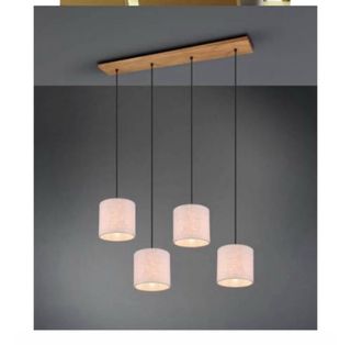 Lámpara colgante madera y tela regulable