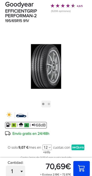Neumáticos Goodyear EfficientGrip 195/65 R15 91V