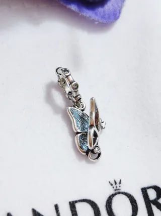 Charm Colgante Doble Ala Plata con brillo