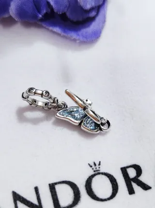 Charm Colgante Doble Ala Plata con brillo