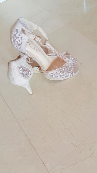 Zapatos de fiesta/boda beige talla 39