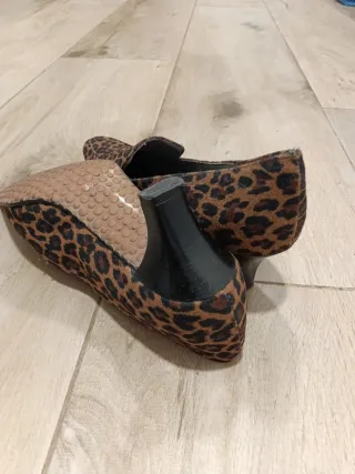 Zapatos tacón animal print piel T38