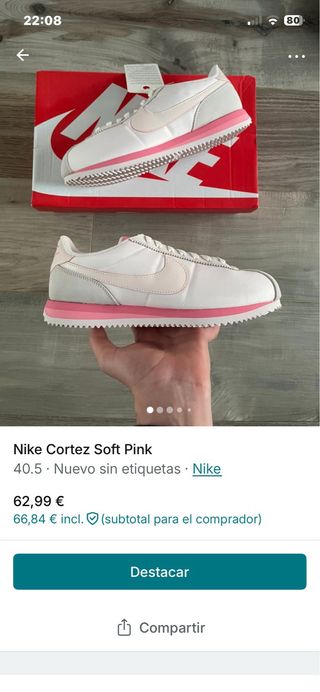 Nike Cortez Soft Pink Talla 40.5