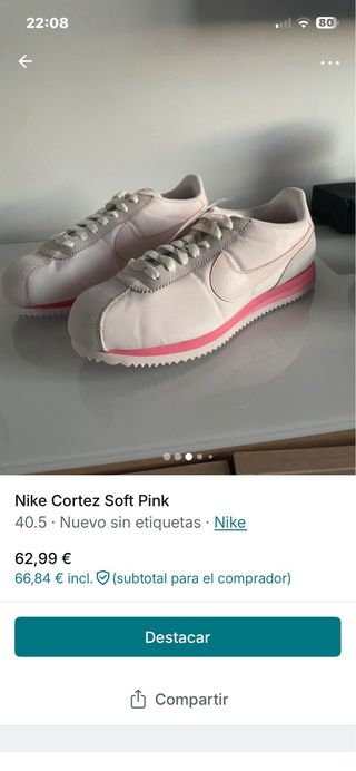 Nike Cortez Soft Pink Talla 40.5