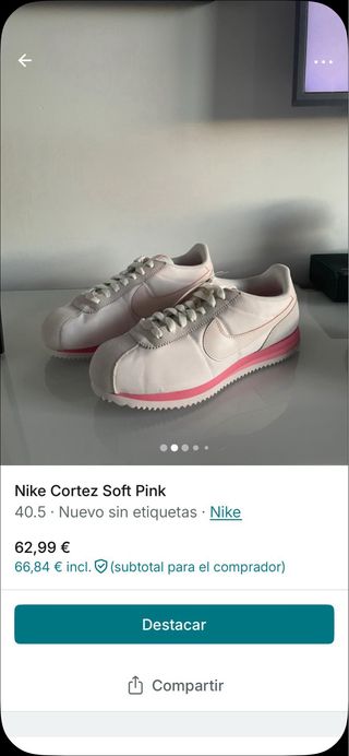 Nike Cortez Soft Pink Talla 40.5