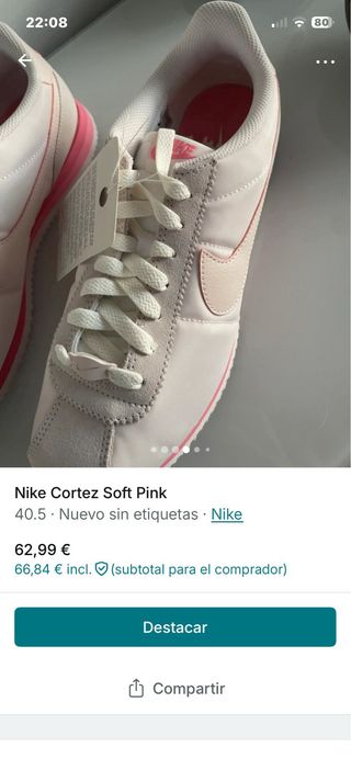 Nike Cortez Soft Pink Talla 40.5