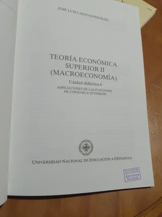 Teoría Económica Superior II (Macroeconomía) 6 UD