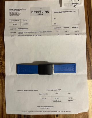 Correa de reloj Breitling azul