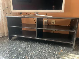 Mueble consola TV madera negro con estantes