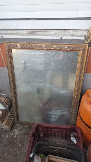 Espejo Antiguo Bronce Dorado