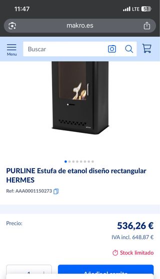Estufa chimenea bioetanol Purline nuevo