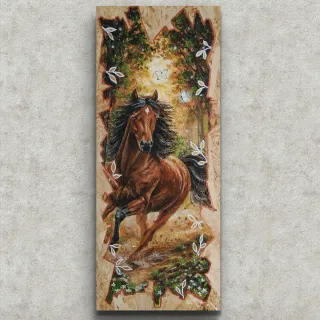 Quadro con cavallo dipinto a mano su legno