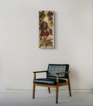 Quadro con cavallo dipinto a mano su legno