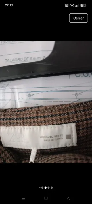 Pantalón Zara XL/42 Marrón Cuadros Nuevo