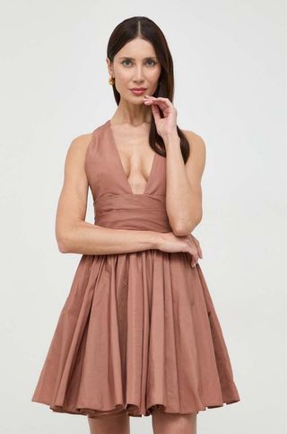 Abito cerimonia scollato marrone elegante Pinko