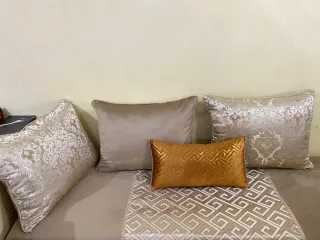 Fundas de salón marroquí decorativas beige y oro